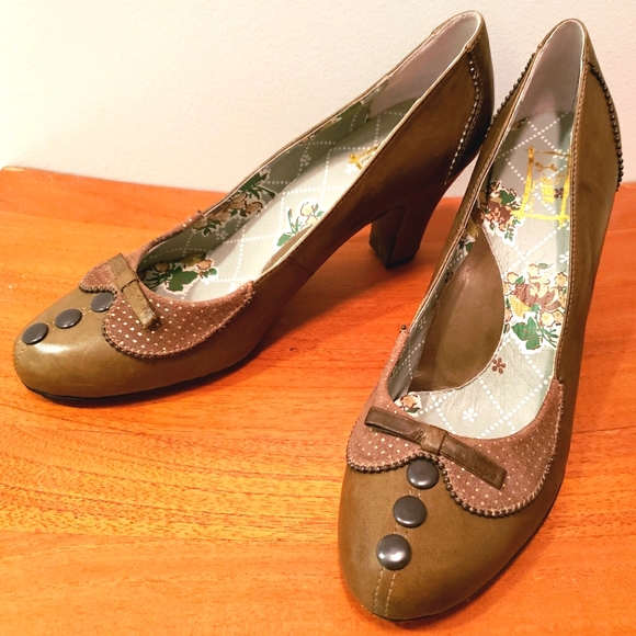 Miss L Fire | Shoes | Miss L Fire Olive Green Button Heels Cottagecore ...